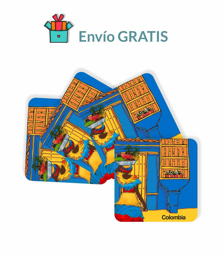 Juego de portavasos 4 puestos